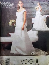 2515 Vogue Bellville Sassoon Lined Shaped Drop Waist Flare Bride Dress, Petticoat, Train Pattern 6-10 Uncut